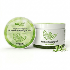 Фото Магнієвий скраб для тіла цитрусовий Бішофіт Полтавський 300 г, Екстракт скрабу: цитрусовий, Об'єм/вага: 300 г вигляд №