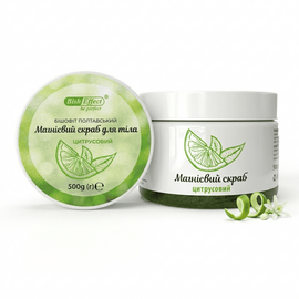 Фото Магнієвий скраб для тіла цитрусовий Бішофіт Полтавський 500 г, Екстракт скрабу: цитрусовий, Об'єм/вага: 500 г вигляд №